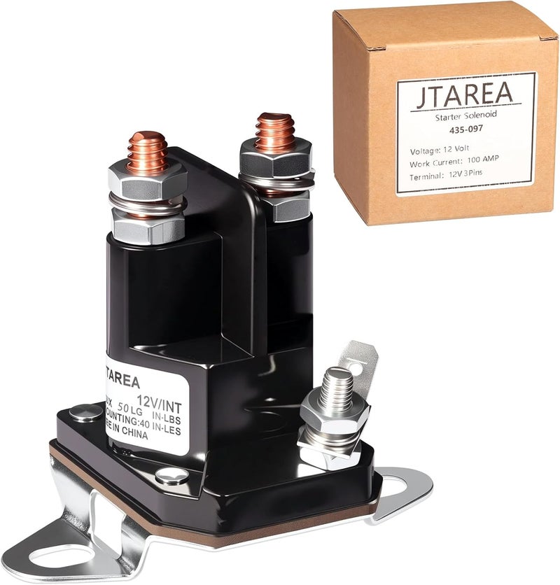 JTAREA 435-097 Solenoid 12V Lawn Mower Starter Solenoids Compatible with Murray 7701100MA 1002004MA 24285 424285 539101714 Toro 111674 6120-430-0500 53490009 MTD 725-0530 725-0771 - Image 1